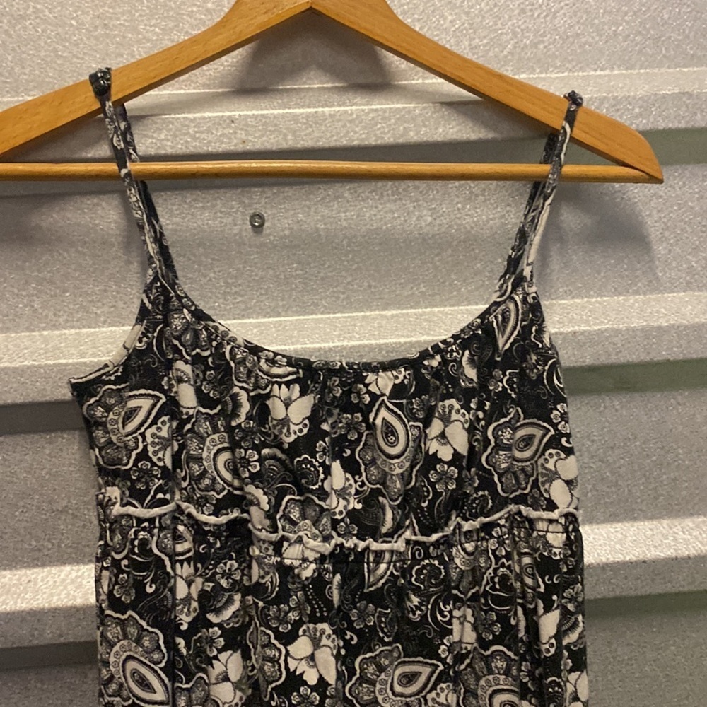 Ann Taylor black and white paisley spaghetti strap empire waist mini dress